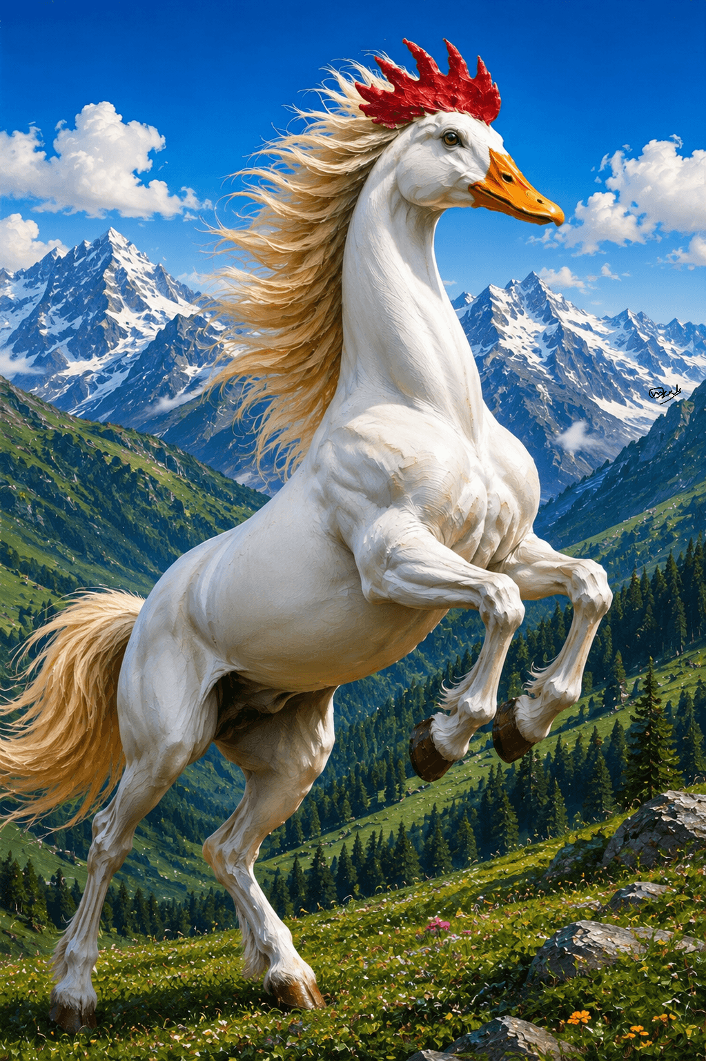 Duck Horse in the Mountains, Digital print